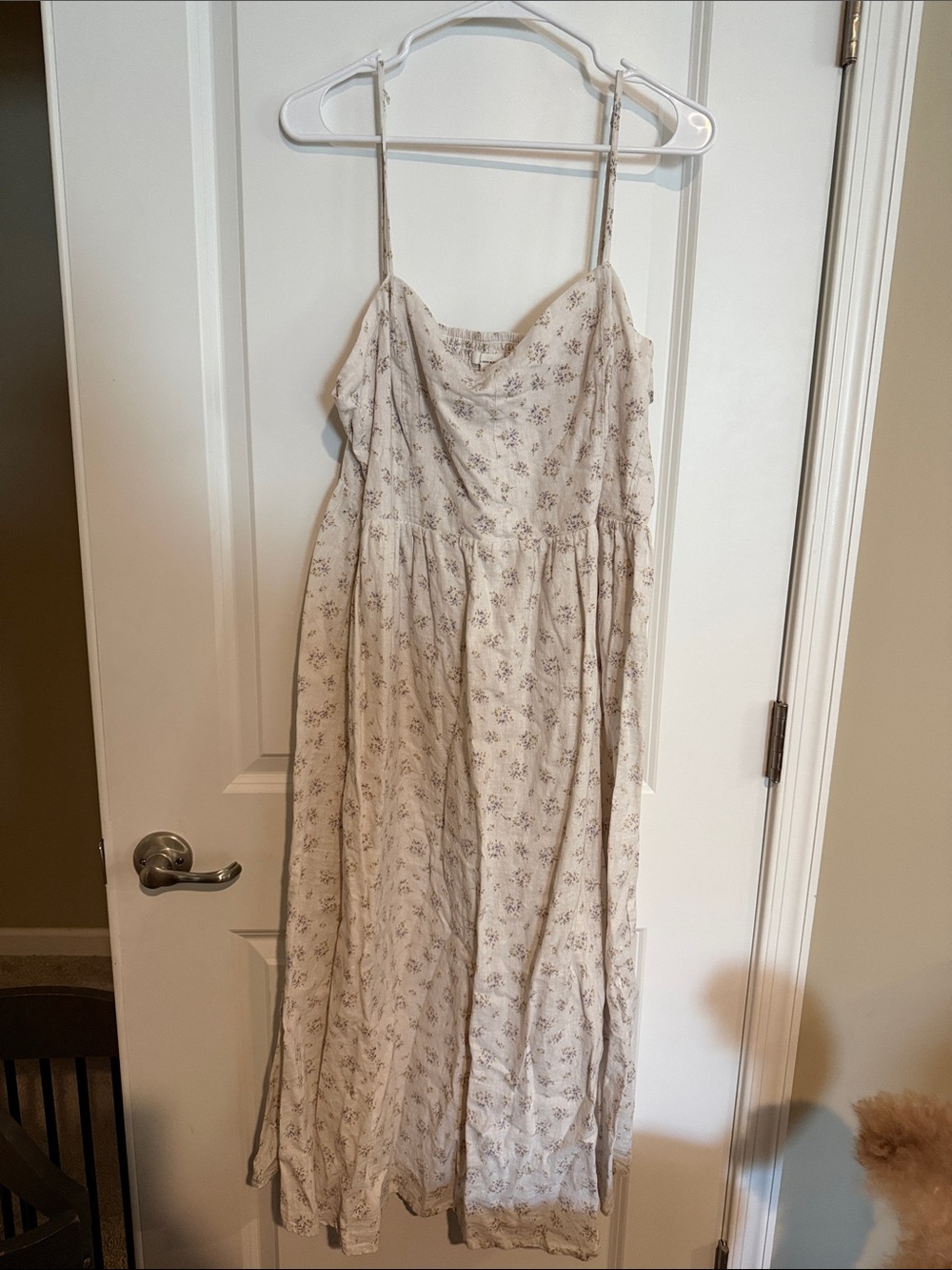 H&M Cream Floral Spaghetti-Strap Maxi Dress